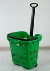 녹색 플라스틱 손 쇼핑 회전 바구니/튼튼한 슈퍼마켓 바구니 손수레