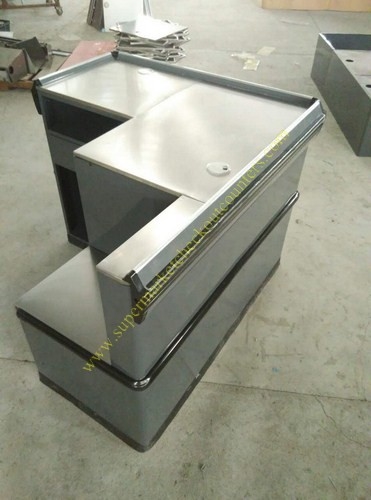Grey Mini Express Checkout Counter With Add On Counter For Convenient Store